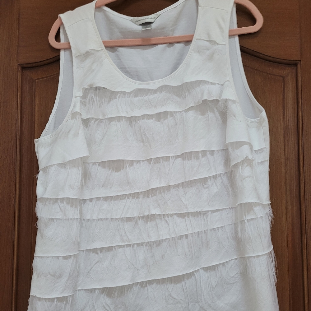 Christopher&Banks Sleeveless White Ruffled Top size XL